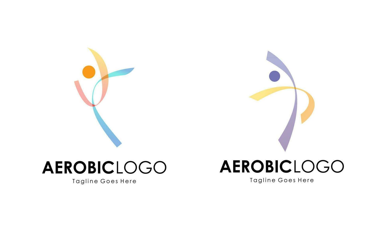 Creative fitness and wellness line style logo design vector