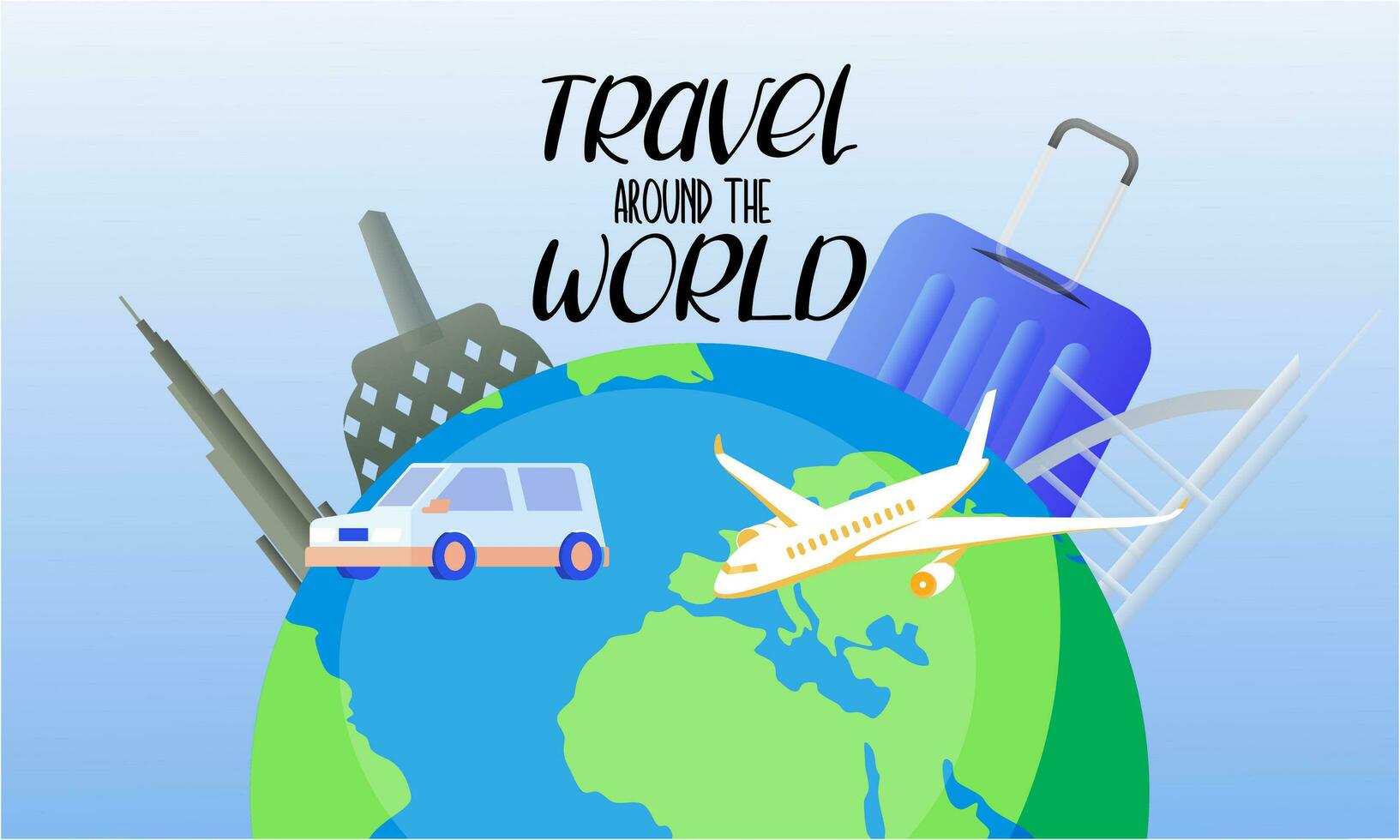 Travel tourism concept with Text Let's Go Travel Message background vector
