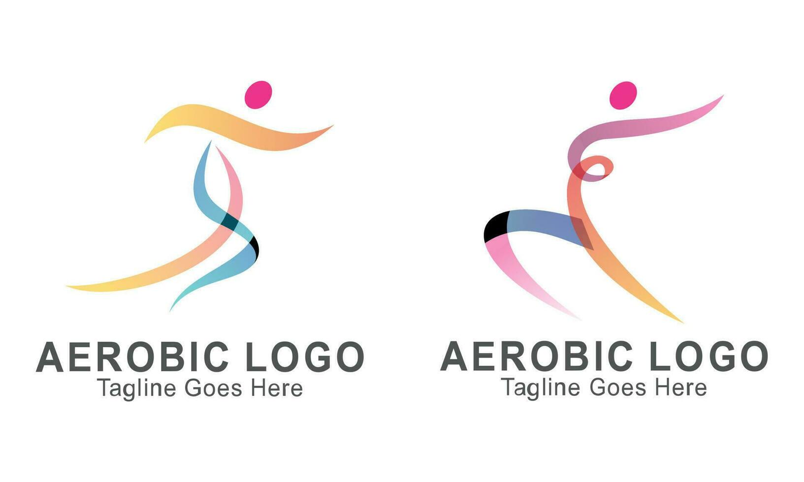 Creative fitness and wellness line style logo design vector