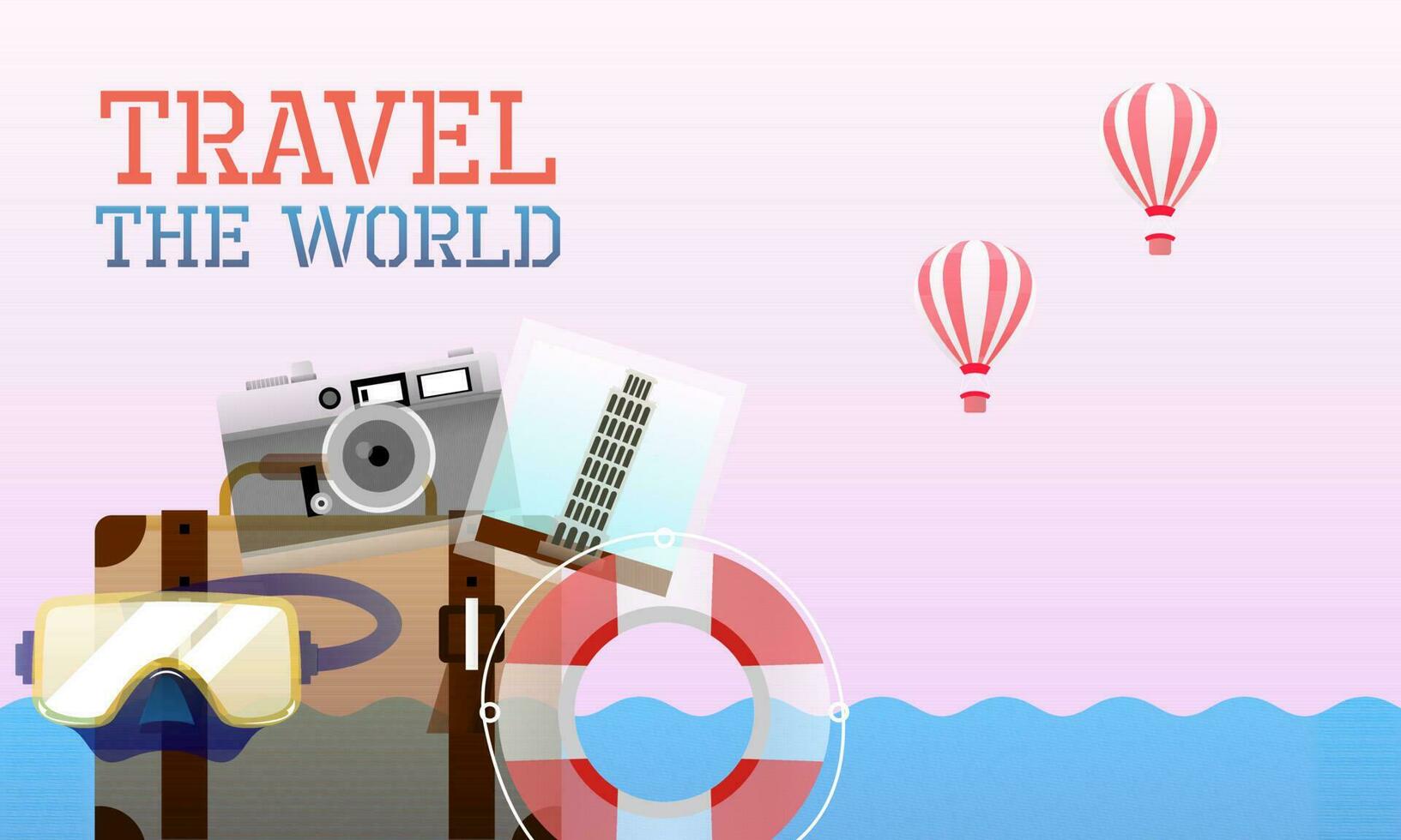 Travel tourism concept with Text Let's Go Travel Message background vector