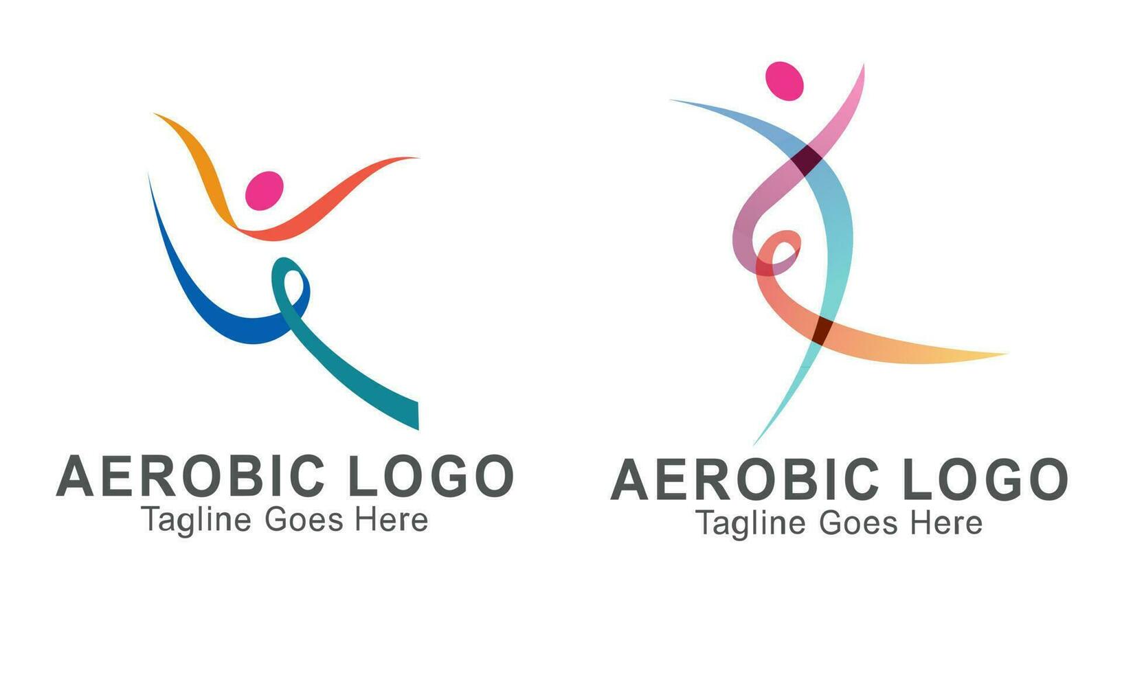 Creative fitness and wellness line style logo design vector