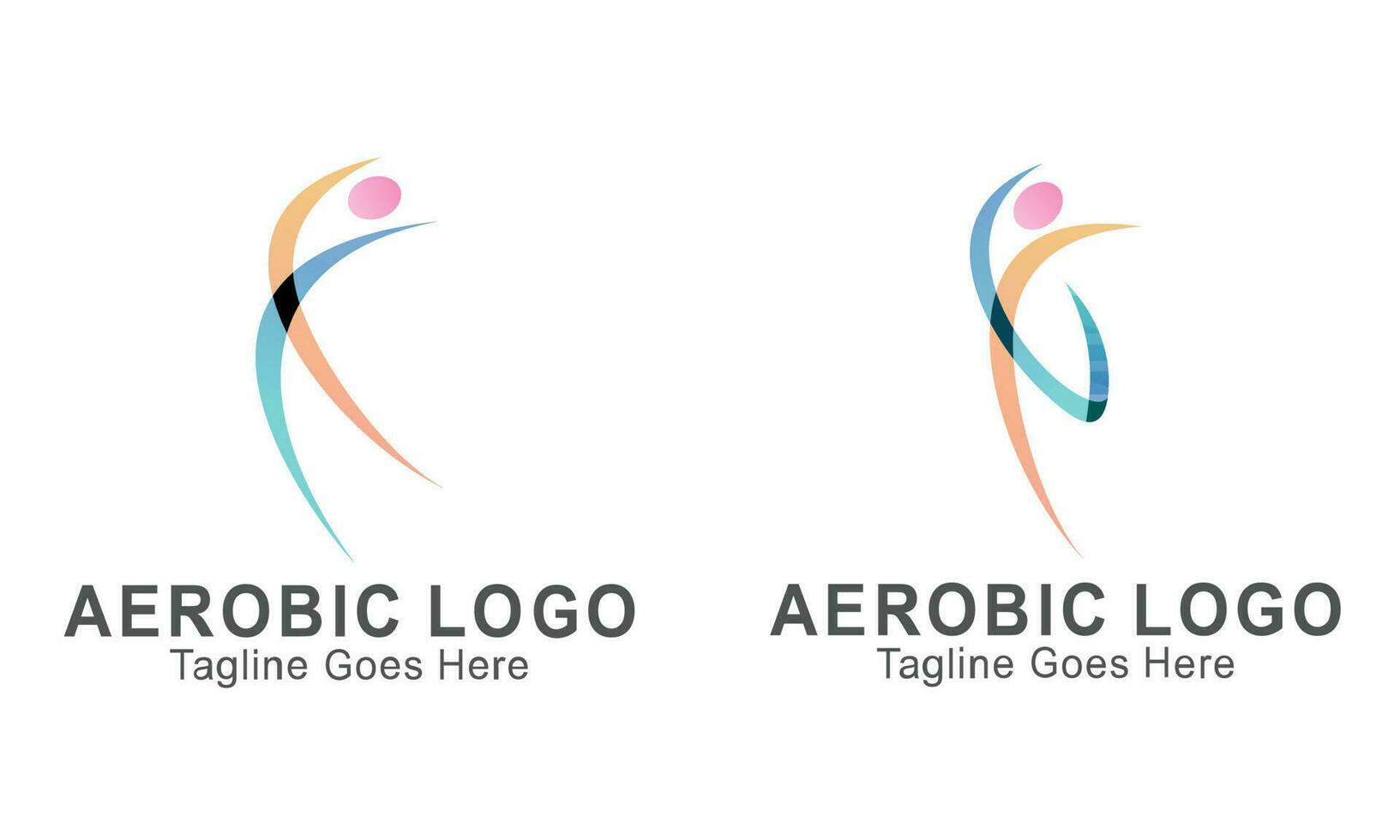 Creative fitness and wellness line style logo design vector