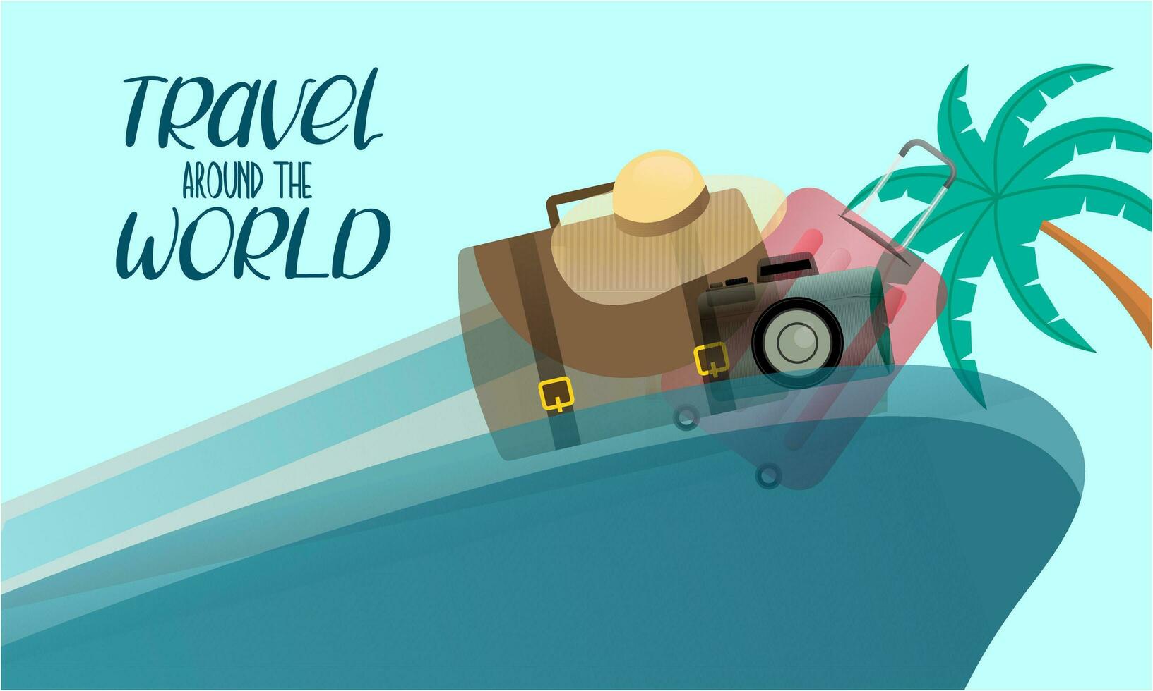 Travel tourism concept with Text Let's Go Travel Message background vector