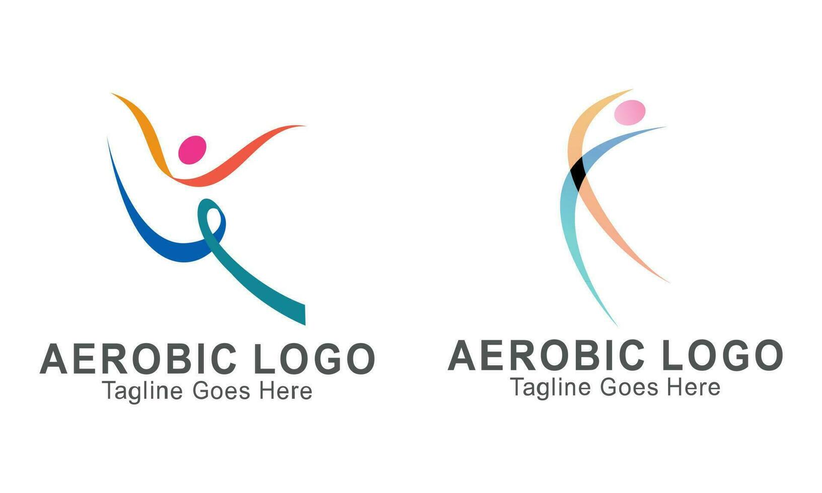 Creative fitness and wellness line style logo design vector