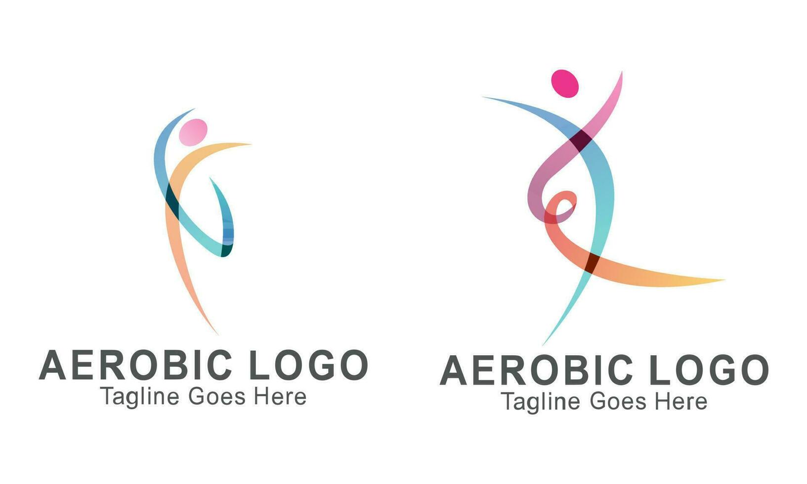 Creative fitness and wellness line style logo design vector