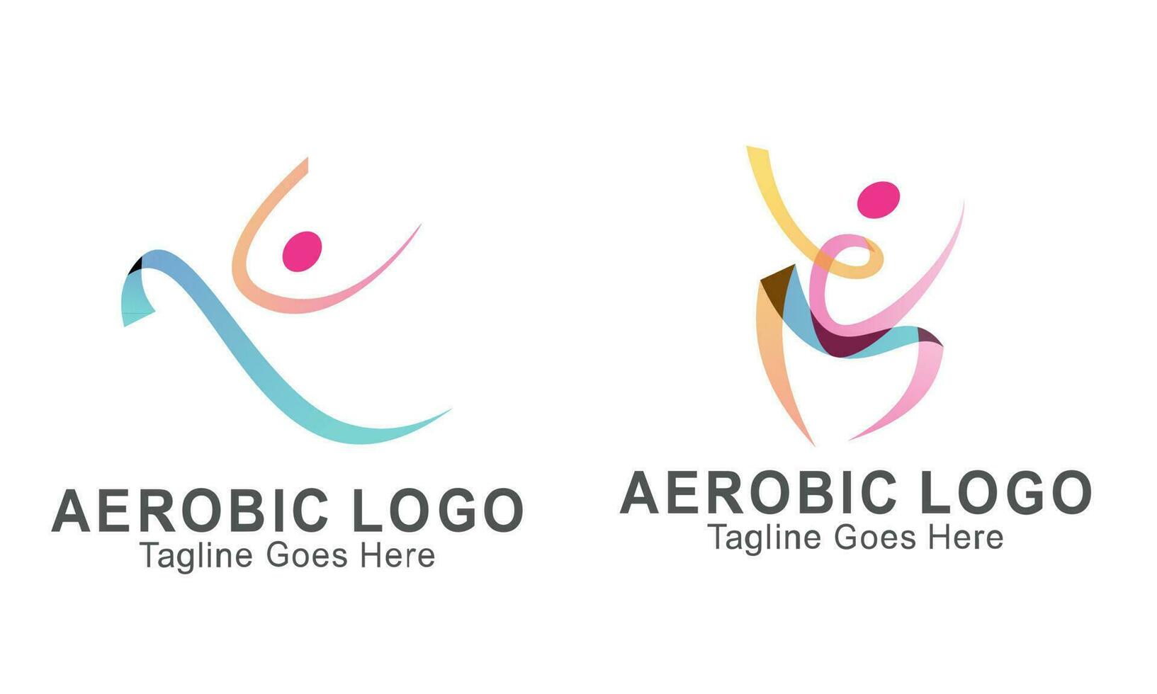 Creative fitness and wellness line style logo design vector