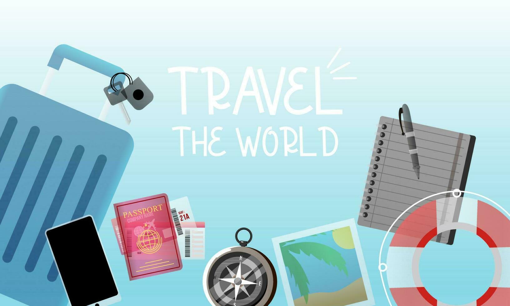 Travel tourism concept with Text Let's Go Travel Message background vector