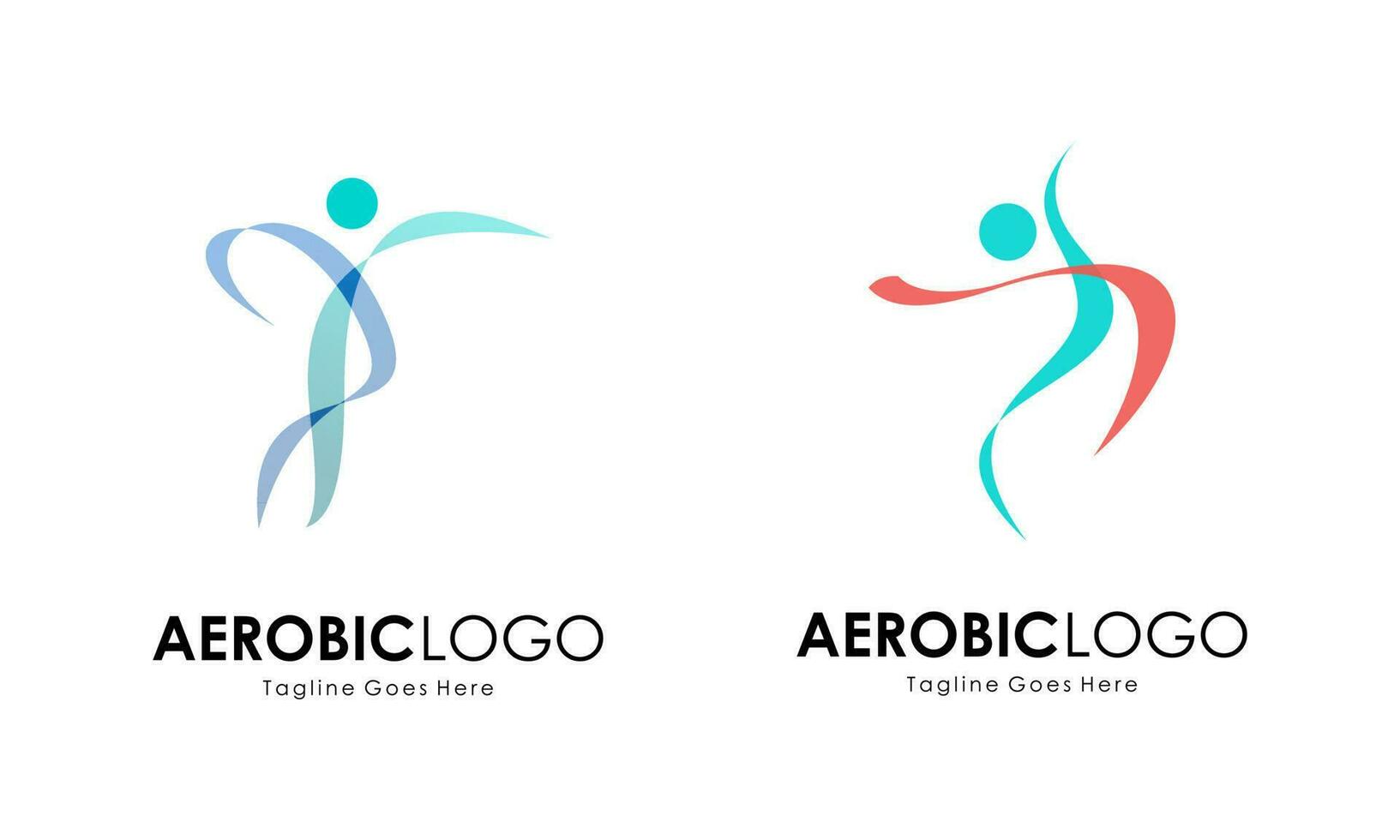 Creative fitness and wellness line style logo design vector