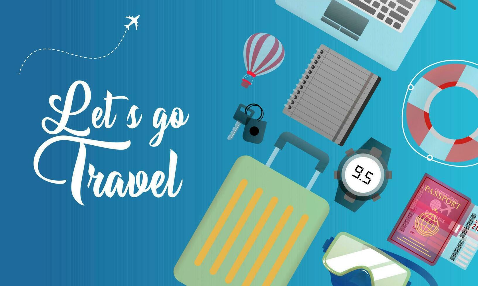 Travel tourism concept with Text Let's Go Travel Message background vector