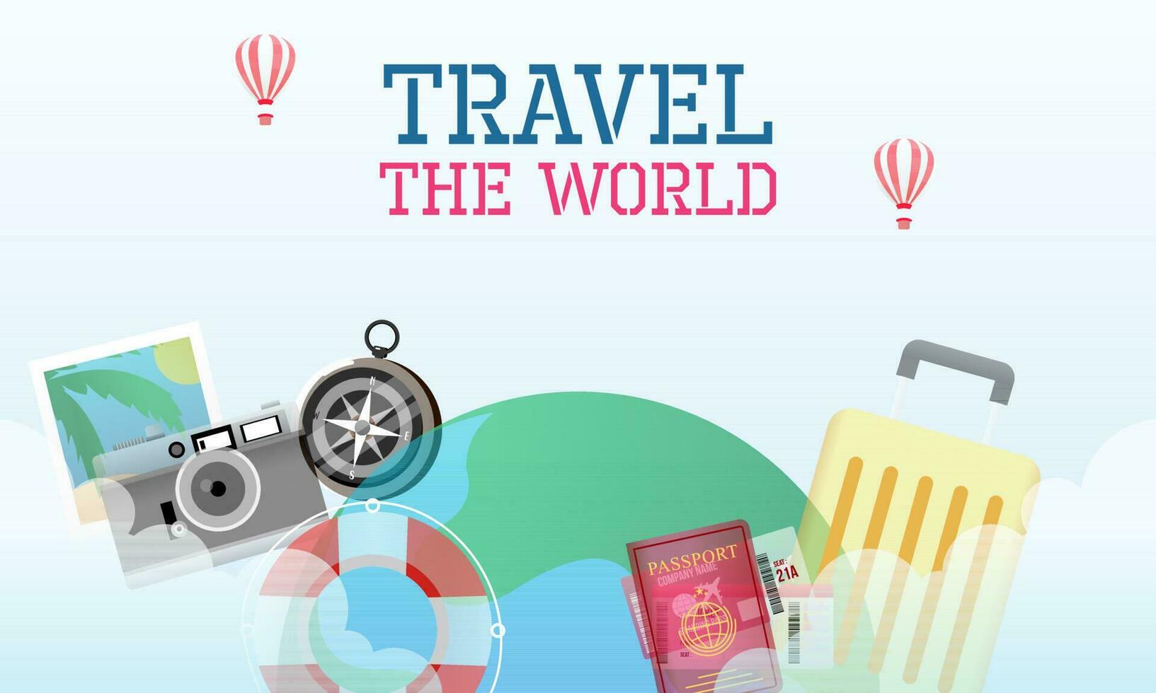 Travel tourism concept with Text Let's Go Travel Message background vector
