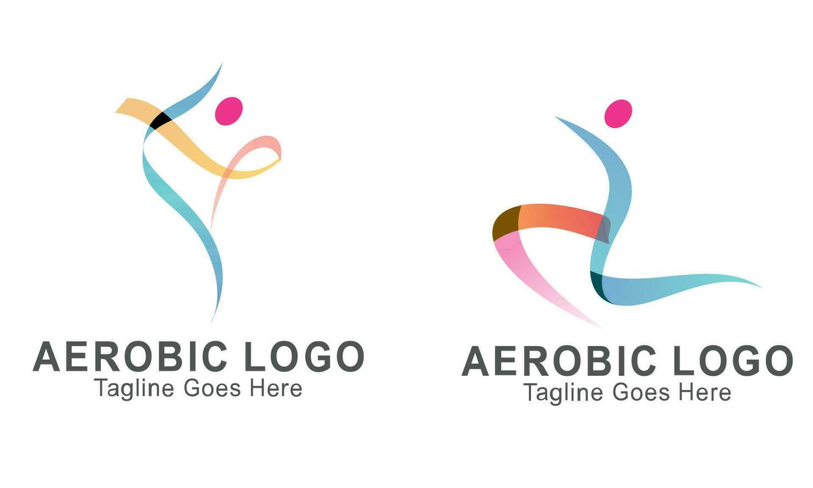 Creative fitness and wellness line style logo design vector
