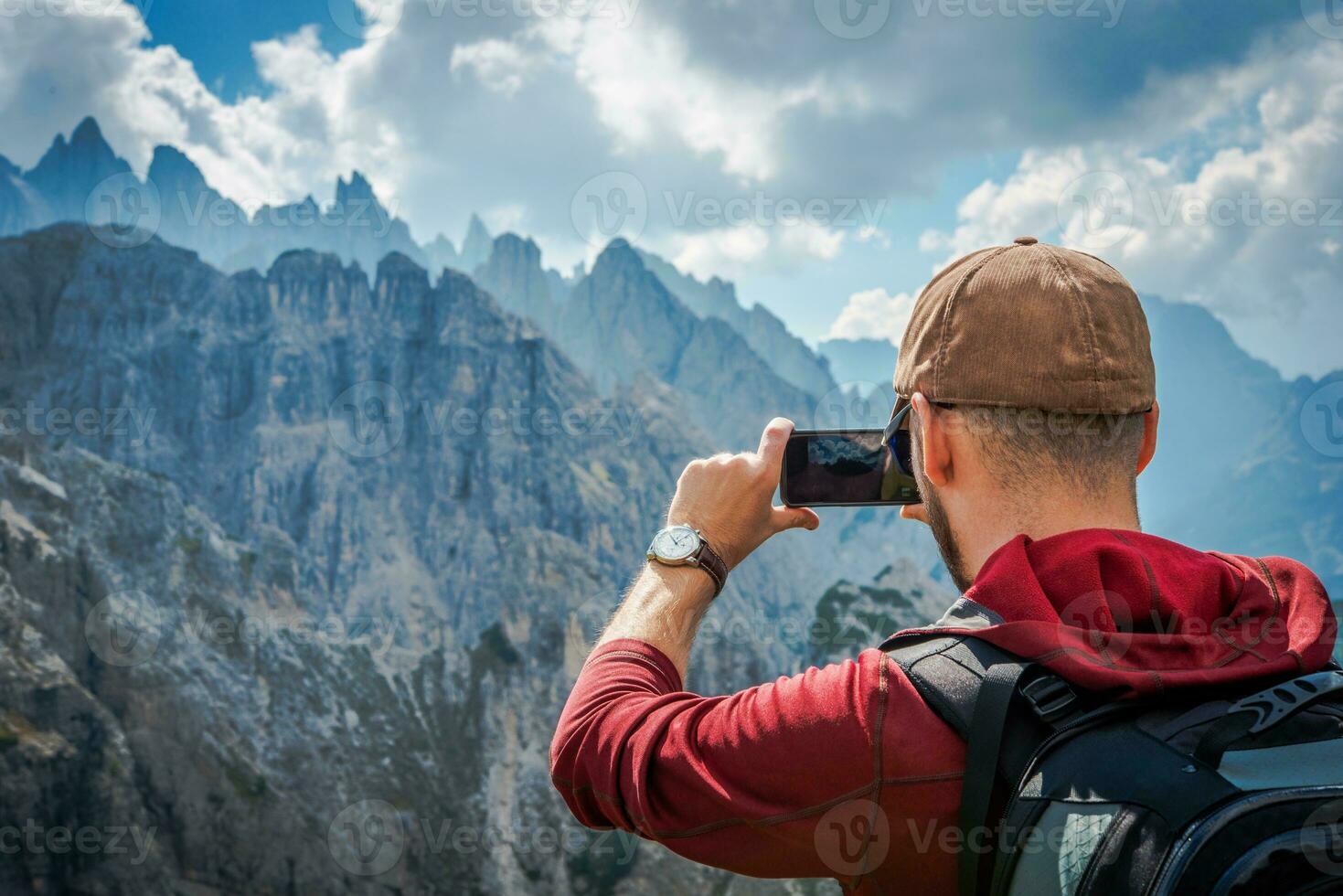 Hiking Tourist Taking Photos
