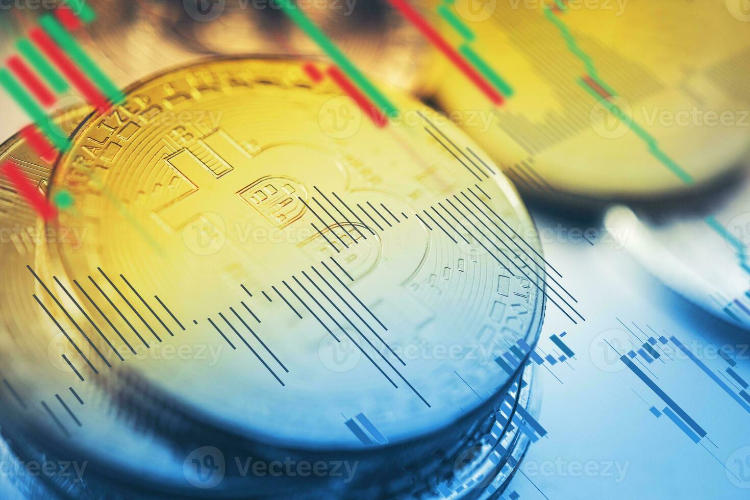 Digital Currency Assets With Market Performance Graph. 24629805 Stock