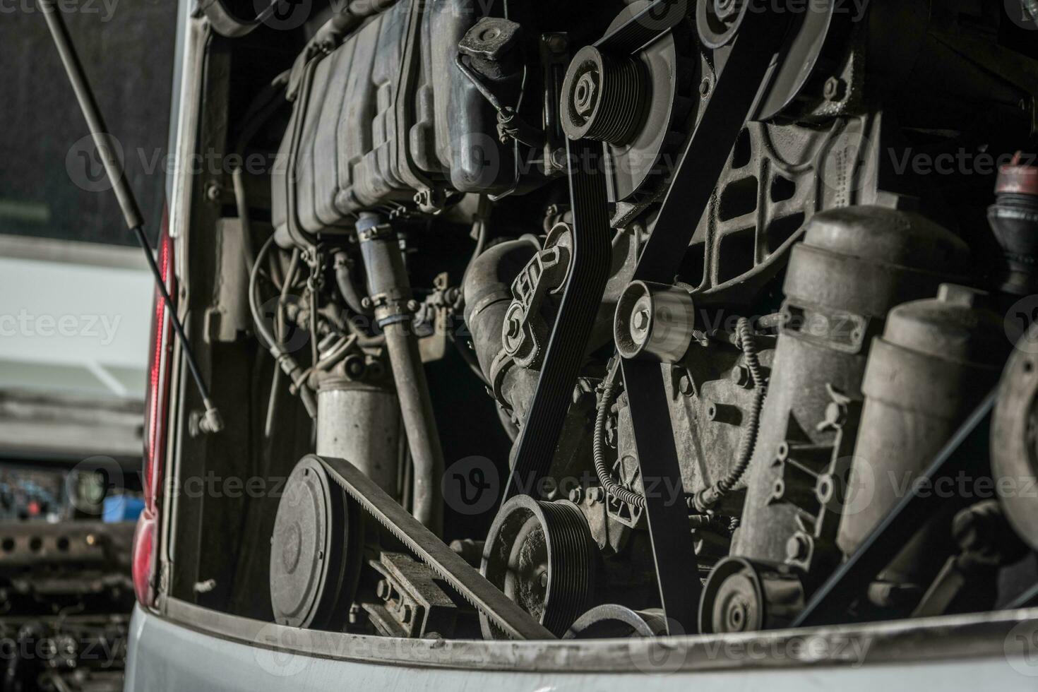 Coach Bus Inspection And Maintenance. photo