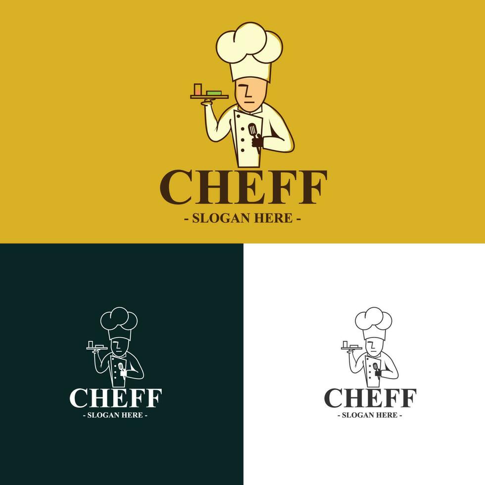 modern chef logo template vector
