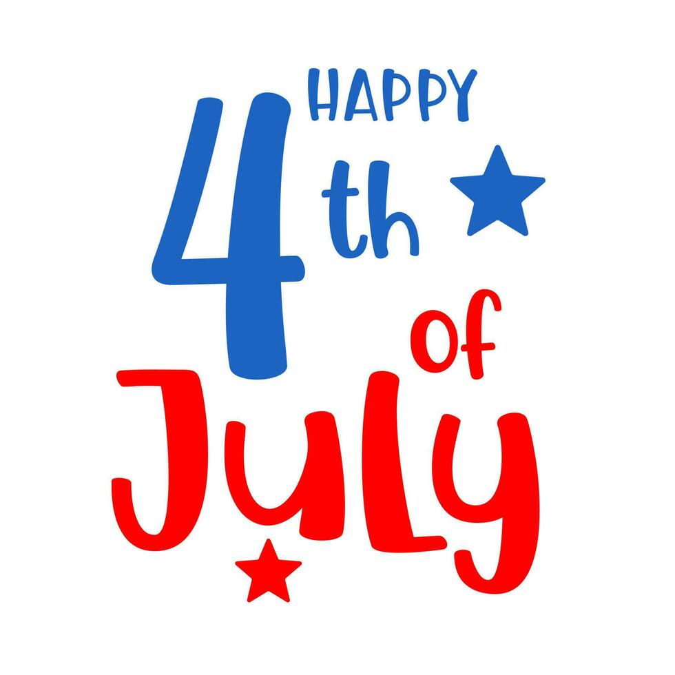 Happy 4th of July lettering with stars vector