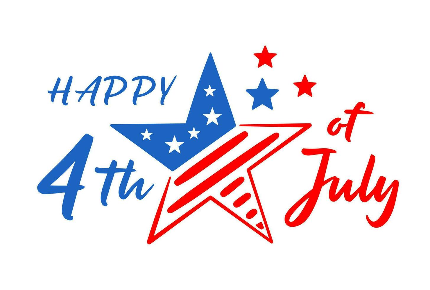 Happy 4th of July lettering and star in colors of USA flag vector