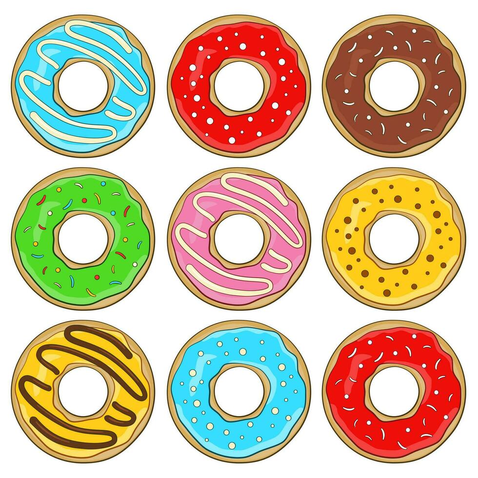 Set of Colorful Donuts vector