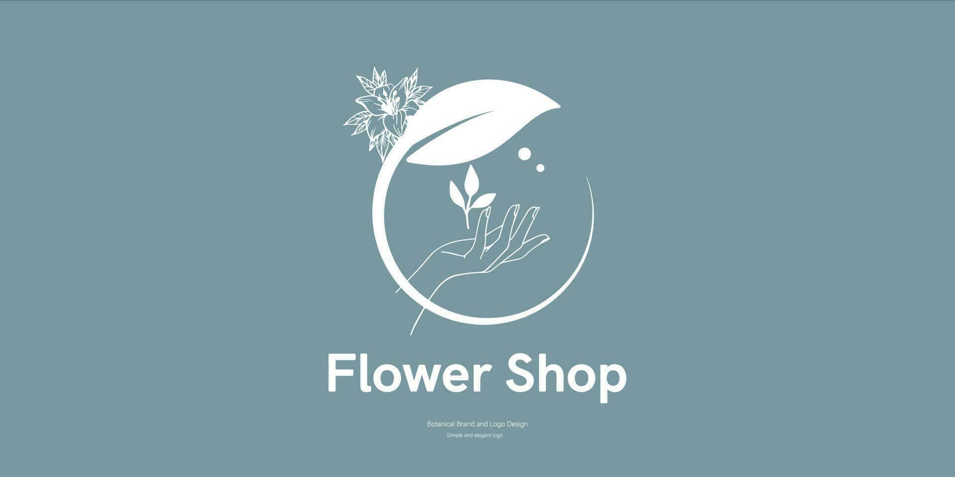 flower shop logo design for shop identity and brand vector