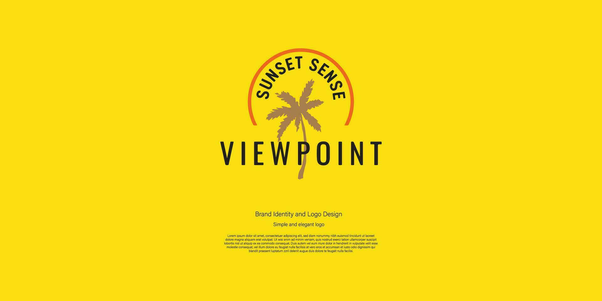 sunset viewpoint logo design for holiday event or vacation vector