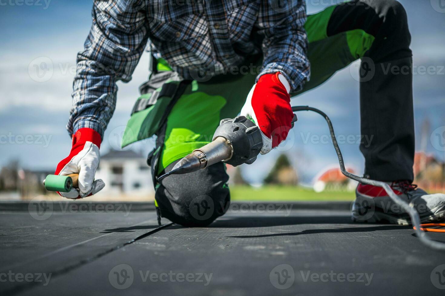EPDM Membrane Installation Using Hot Air Blower photo
