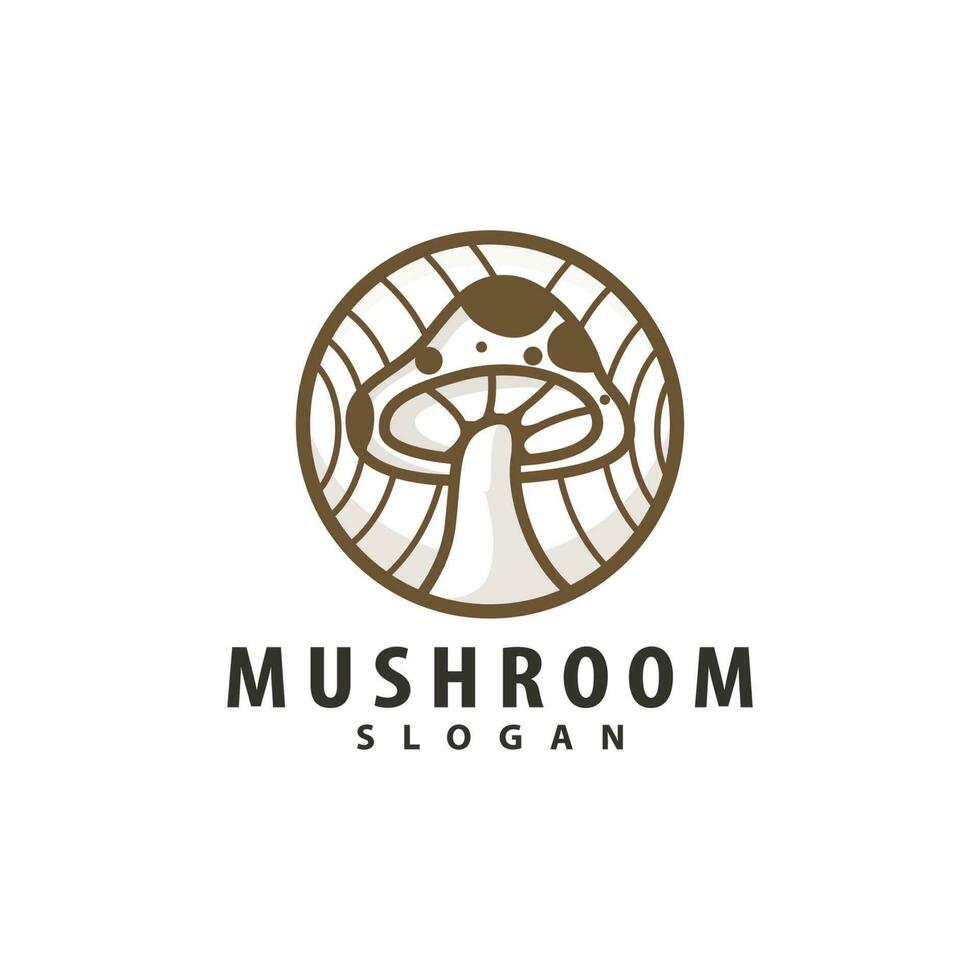 Mushroom Logo, Retro Minimalist Design, Food Vector, Mushroom Plant, Icon Illustration Symbol vector