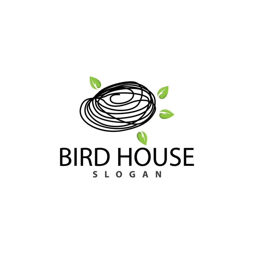 Bird Nest Logo, Bird House Shelter Vector, Modern Line Design Minimalist Style, Symbol Template Icon vector