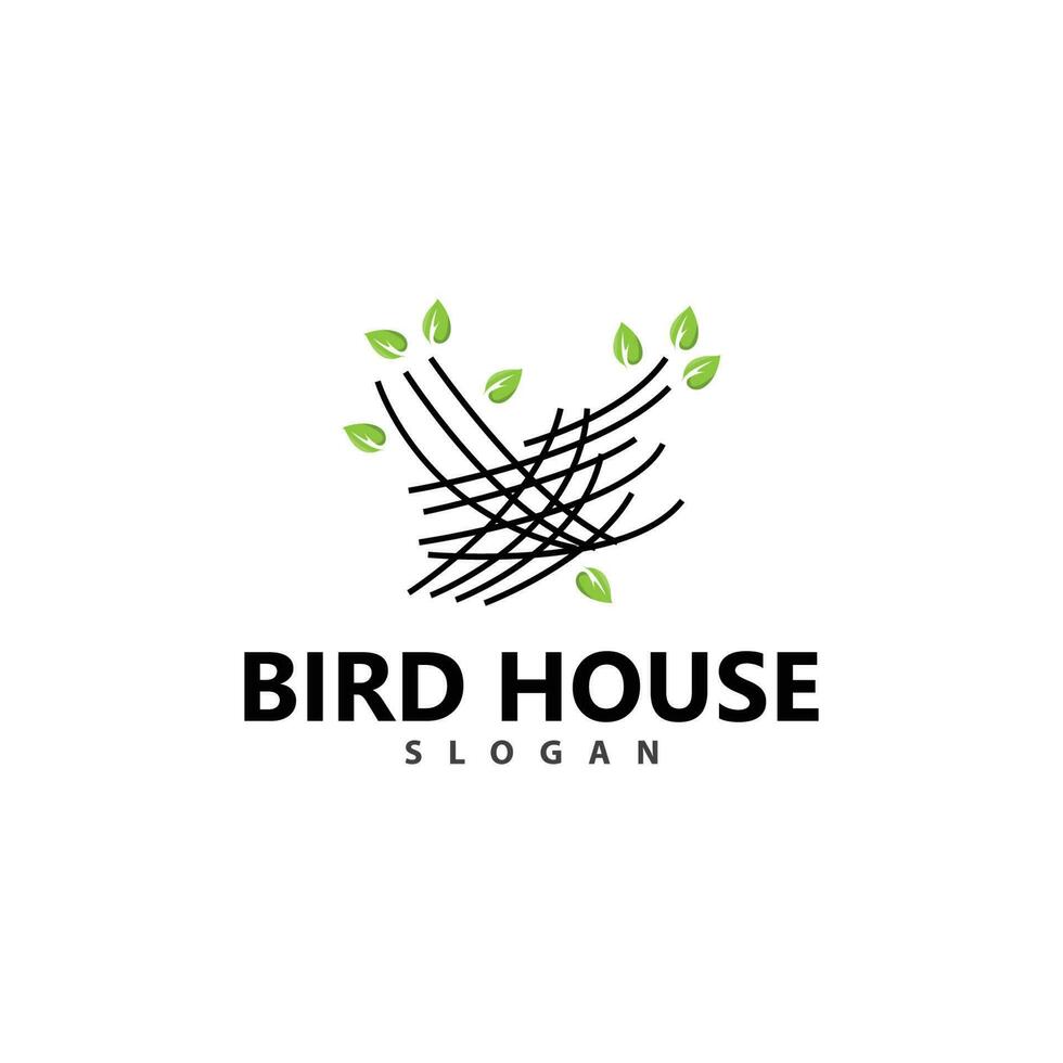 Bird Nest Logo, Bird House Shelter Vector, Modern Line Design Minimalist Style, Symbol Template Icon vector