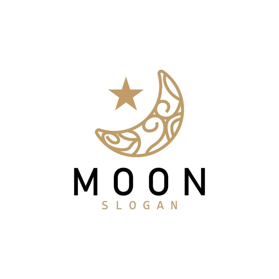 Luna logo, creciente estrella y Luna diseño, vector moderno lujo elegante, icono modelo juego