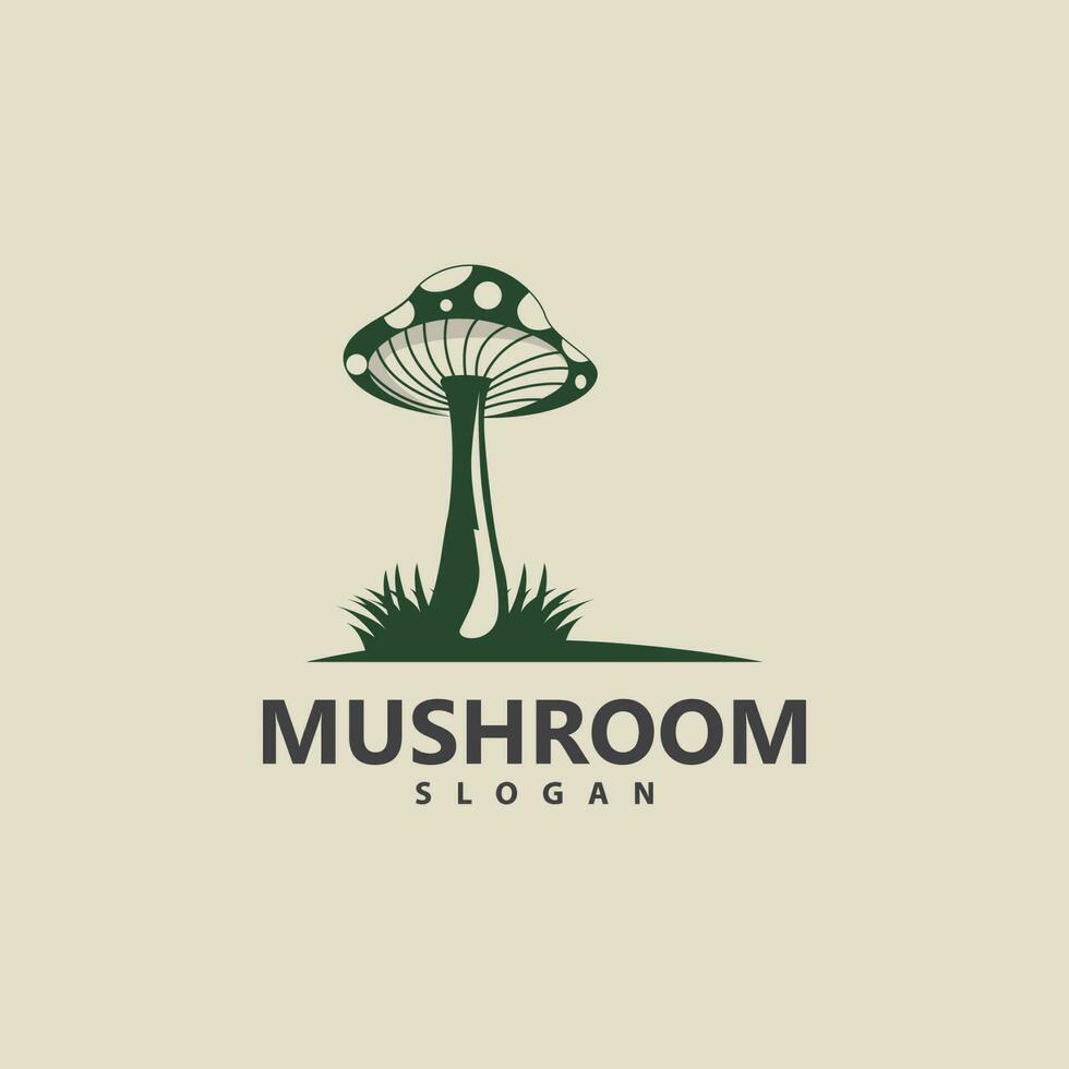 Mushroom Logo, Retro Minimalist Design, Food Vector, Mushroom Plant, Icon Illustration Symbol vector