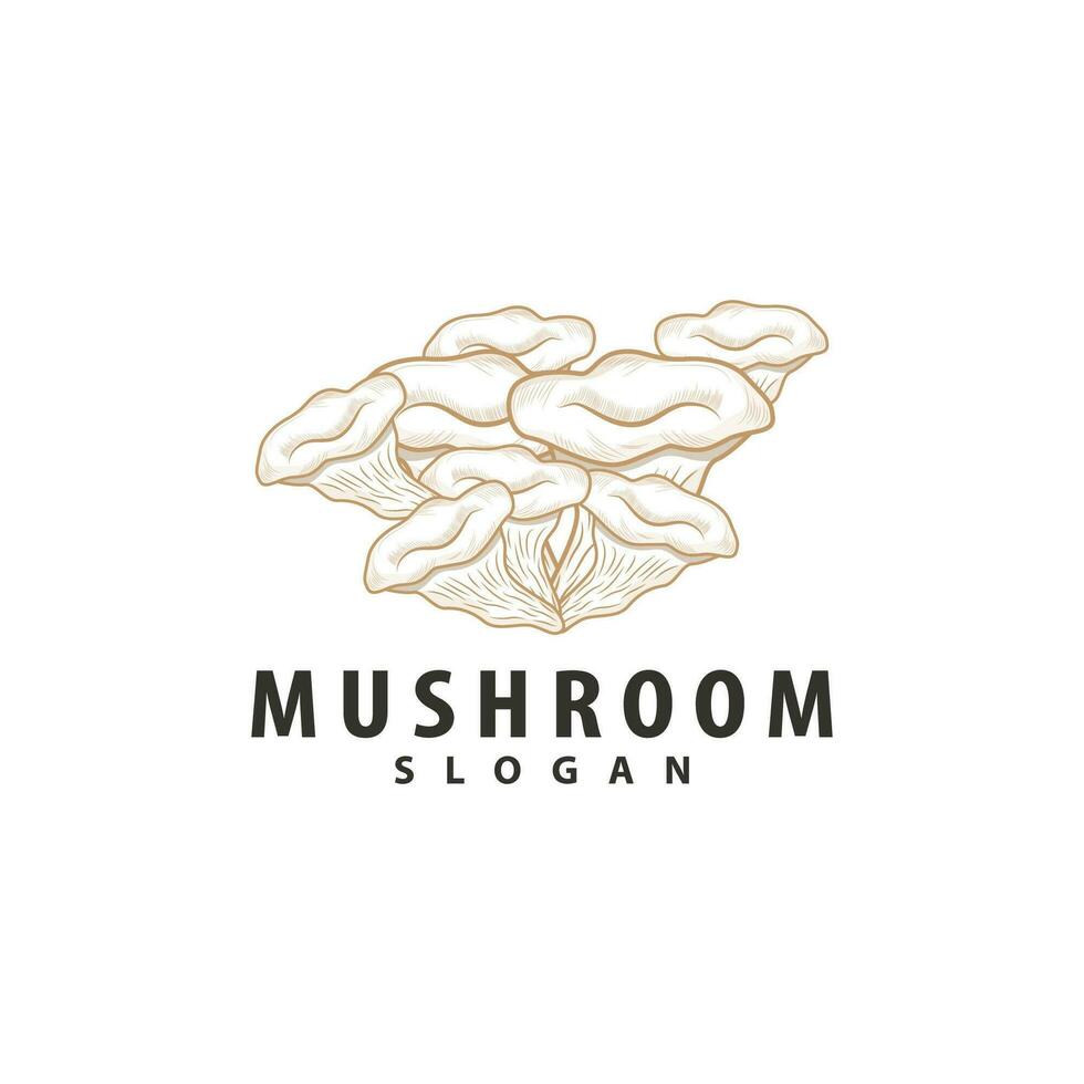 Mushroom Logo, Retro Minimalist Design, Food Vector, Mushroom Plant, Icon Illustration Symbol vector