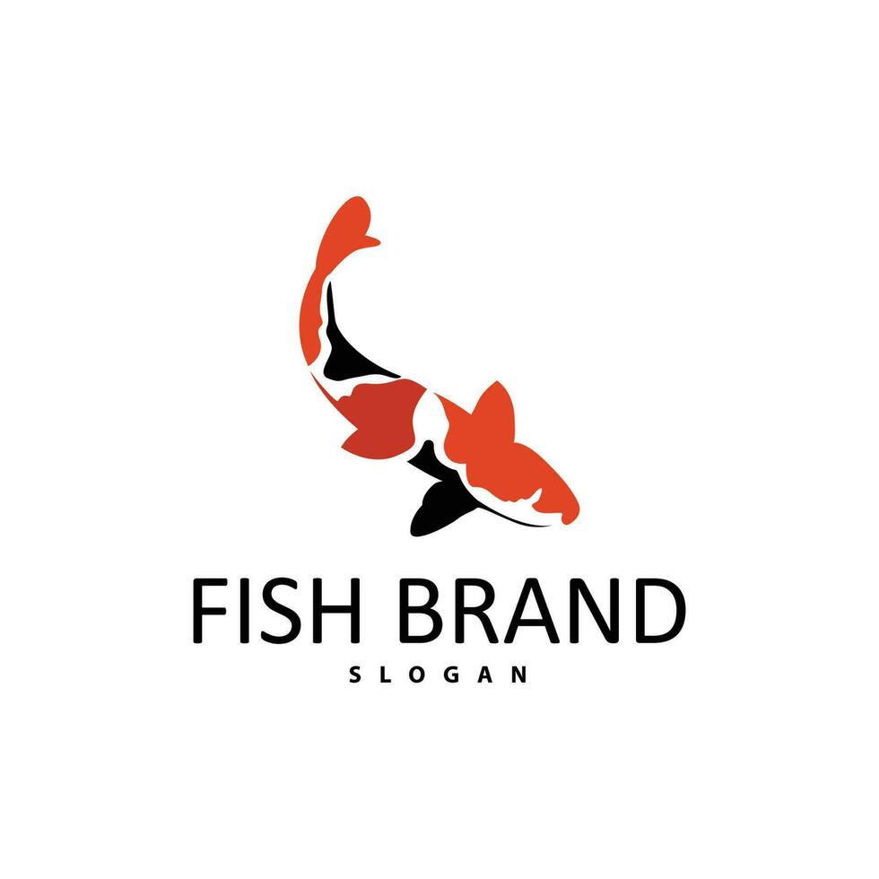 diseño de logotipo de pez koi, vector de pez ornamental, producto de marca de ilustración de ornamento de acuario