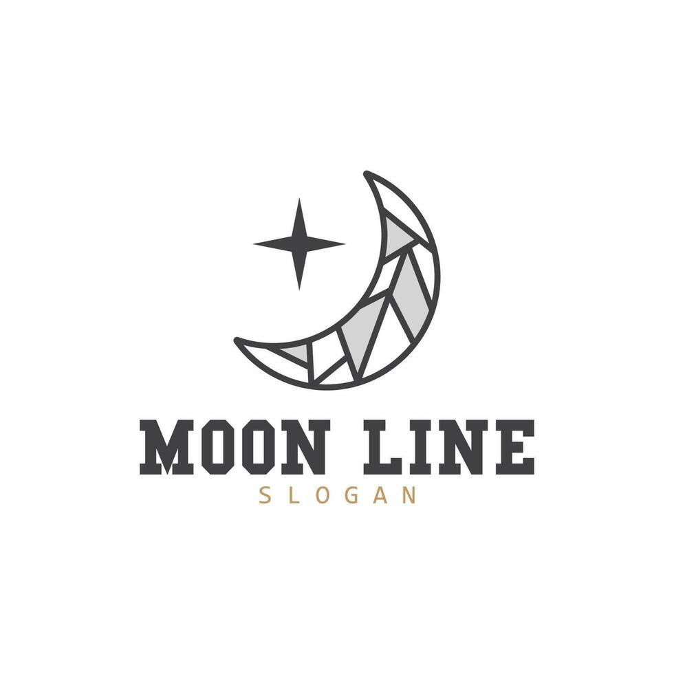 Moon Logo, Crescent Star And Moon Design, Vector Modern Luxury Elegant, Icon Template Game