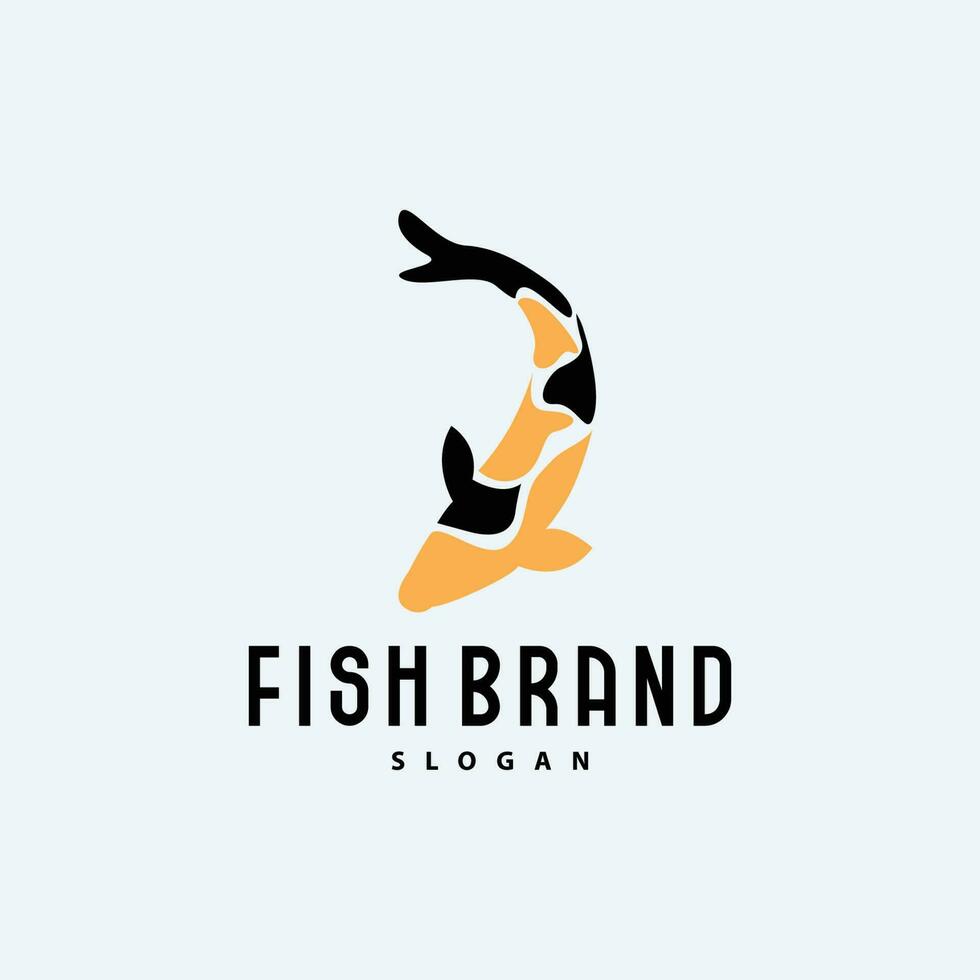 Koi Fish Logo Design, Ornamental Fish Vector, Aquarium Ornament Illustration Brand product vector