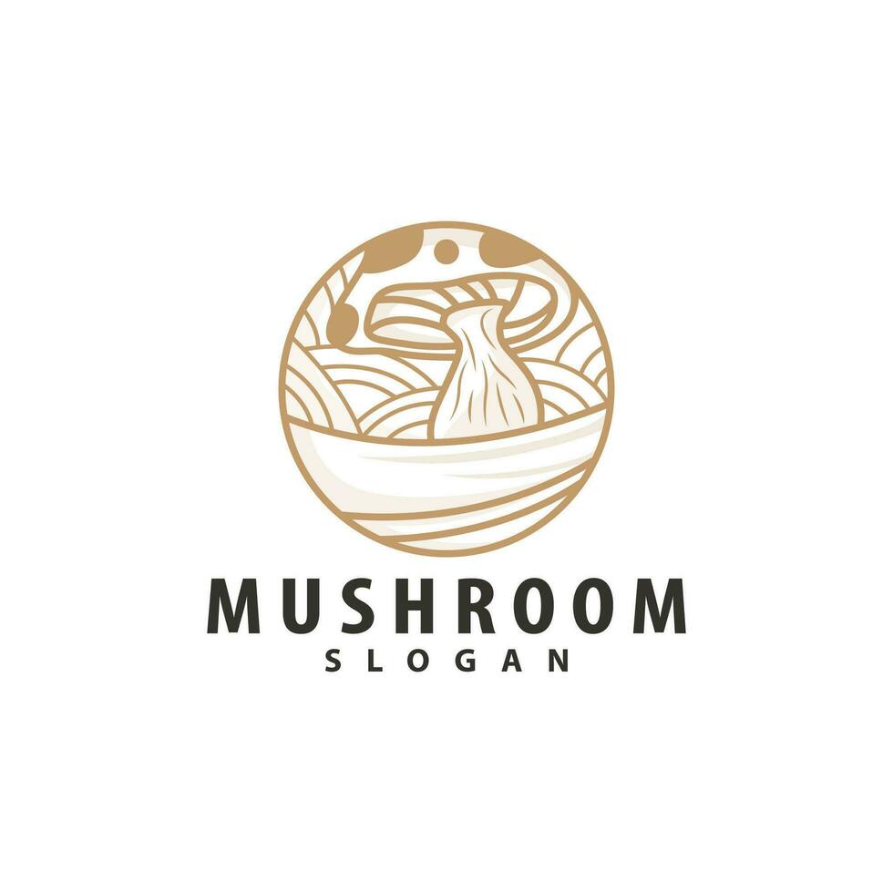 Mushroom Logo, Retro Minimalist Design, Food Vector, Mushroom Plant, Icon Illustration Symbol vector