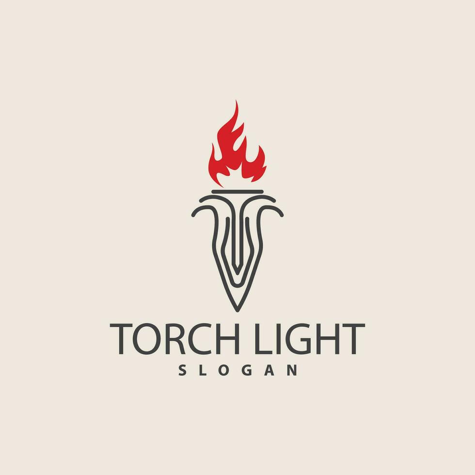 Torch Logo, Olympic Flame Vector, Simple Minimalist Design Template Illustration vector