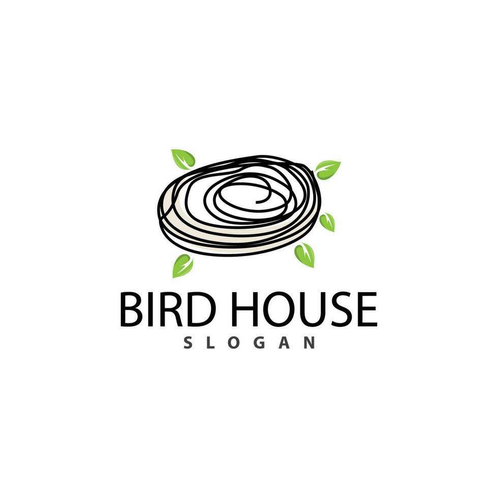 Bird Nest Logo, Bird House Shelter Vector, Modern Line Design Minimalist Style, Symbol Template Icon vector