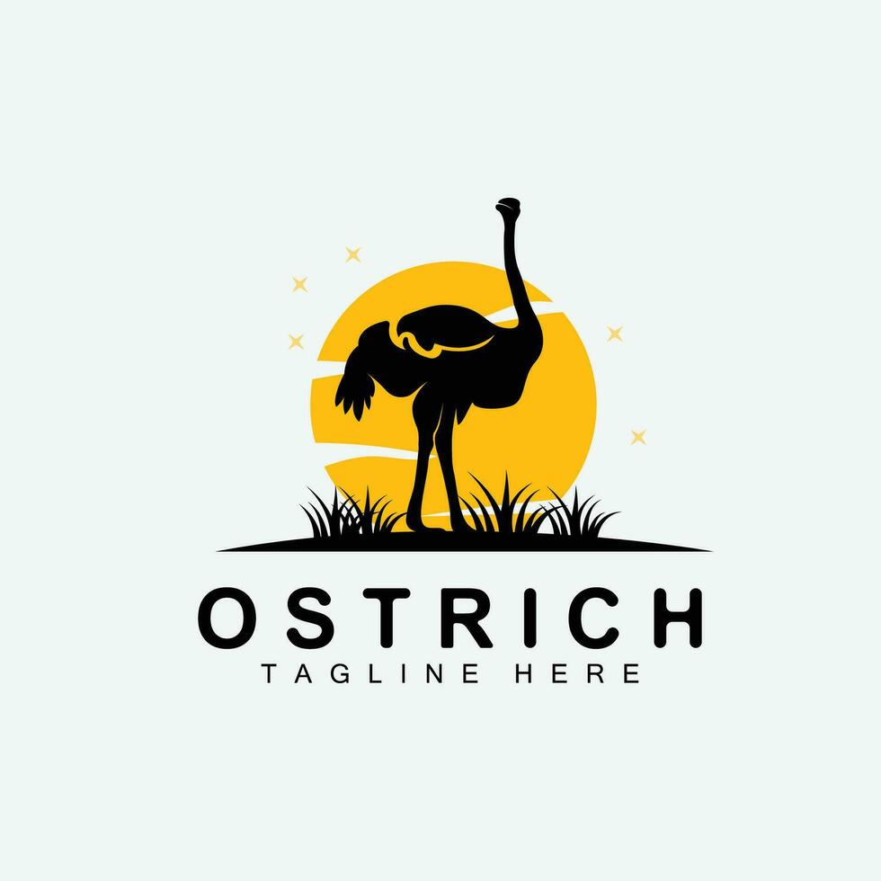 Ostrich Logo Design, Desert Animal Illustration, Living In The Forest, Vector Camel Brand Product