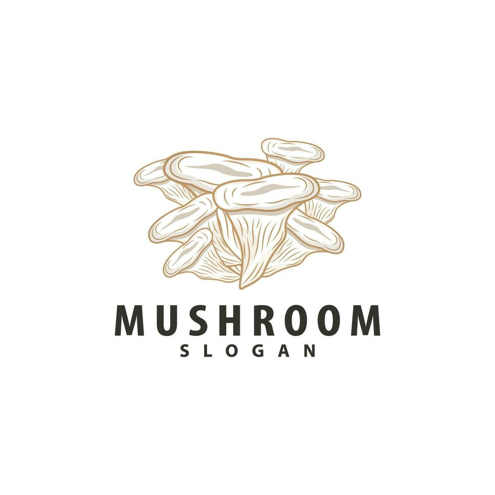 Mushroom Logo, Retro Minimalist Design, Food Vector, Mushroom Plant, Icon Illustration Symbol vector