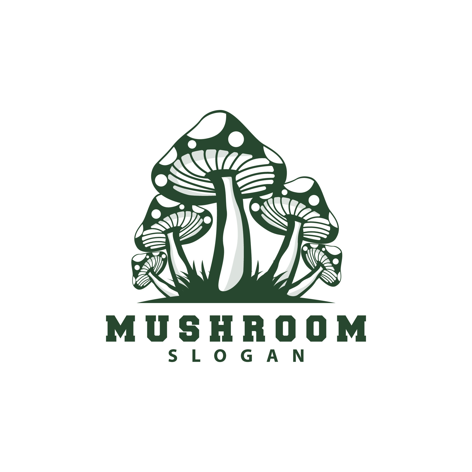 Mushroom Logo, Retro Minimalist Design, Food Vector, Mushroom Plant