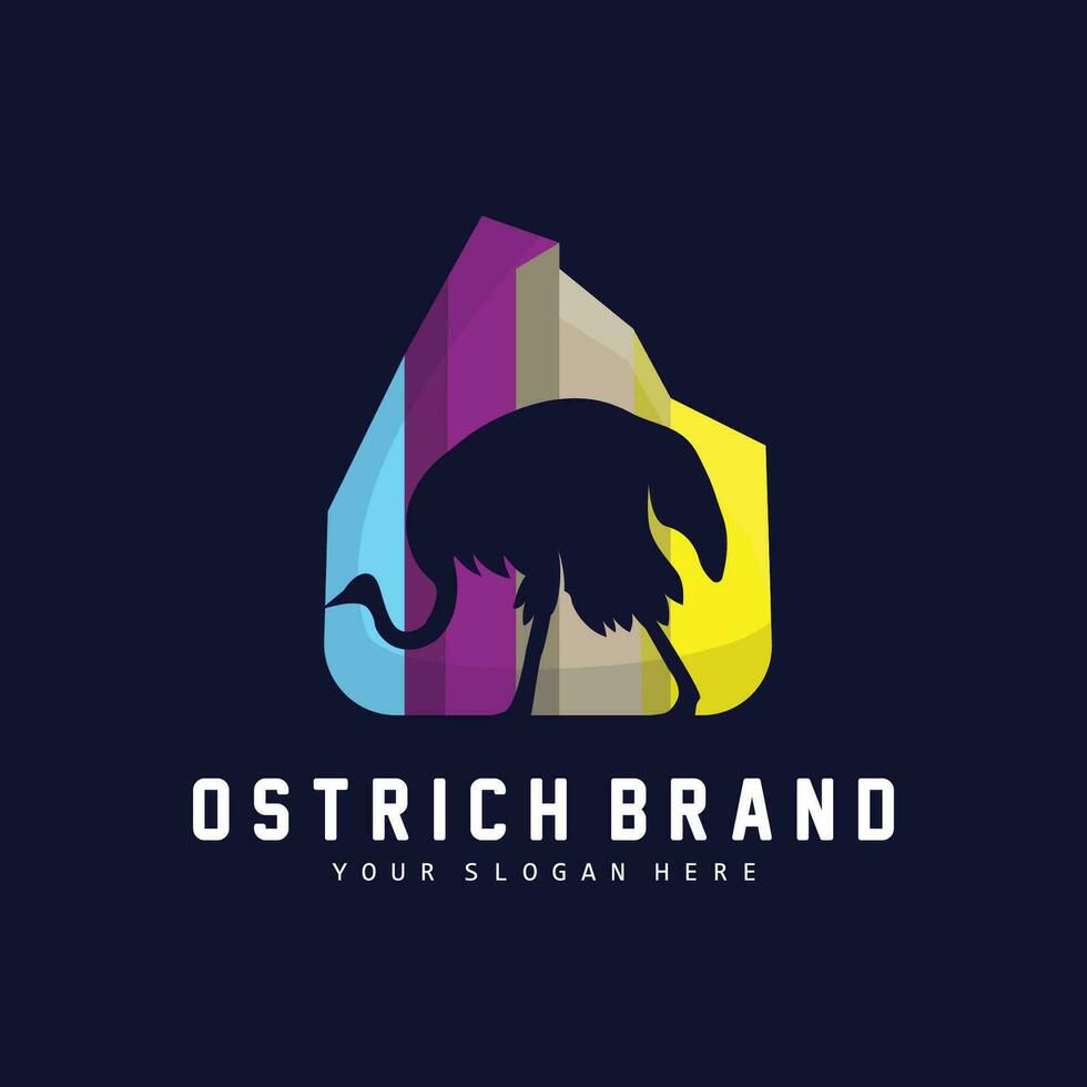 Ostrich Logo Design, Desert Animal Illustration, Living In The Forest, Vector Camel Brand Product