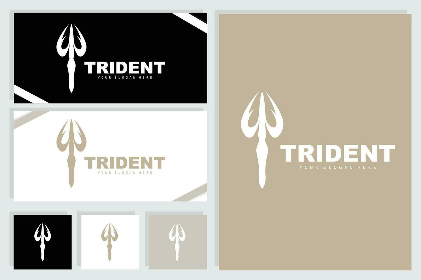 Trident Logo, Vector Magic Spear of Poseidon Neptune, Triton King Design, Template Icon Brand Illustration