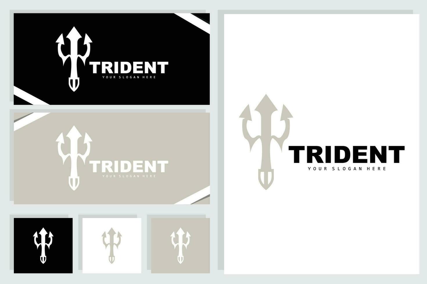 Trident Logo, Vector Magic Spear of Poseidon Neptune, Triton King Design, Template Icon Brand Illustration