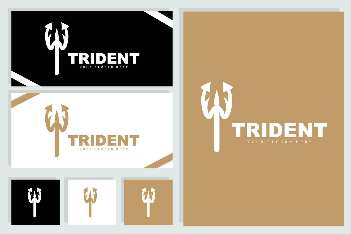 Trident Logo, Vector Magic Spear of Poseidon Neptune, Triton King Design, Template Icon Brand Illustration