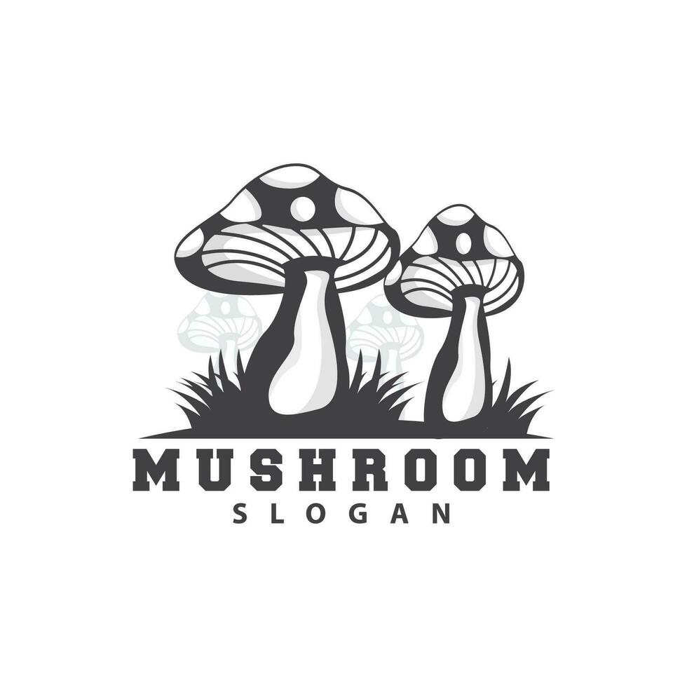 Mushroom Logo, Retro Minimalist Design, Food Vector, Mushroom Plant, Icon Illustration Symbol vector