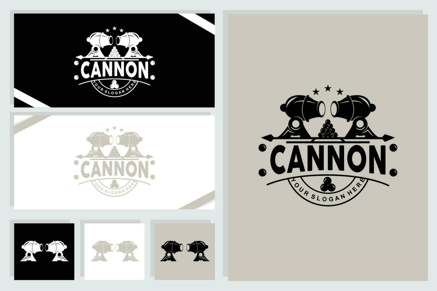 Cannon Logo, Elegant Simple Design Retro Vintage Style, War Artillery Vector, Illustration Symbol Icon vector