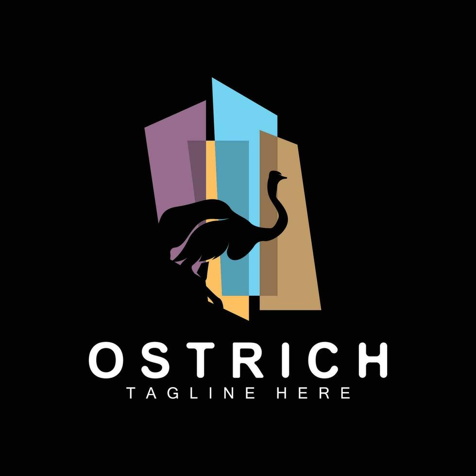 Ostrich Logo Design, Desert Animal Illustration, Living In The Forest, Vector Camel Brand Product