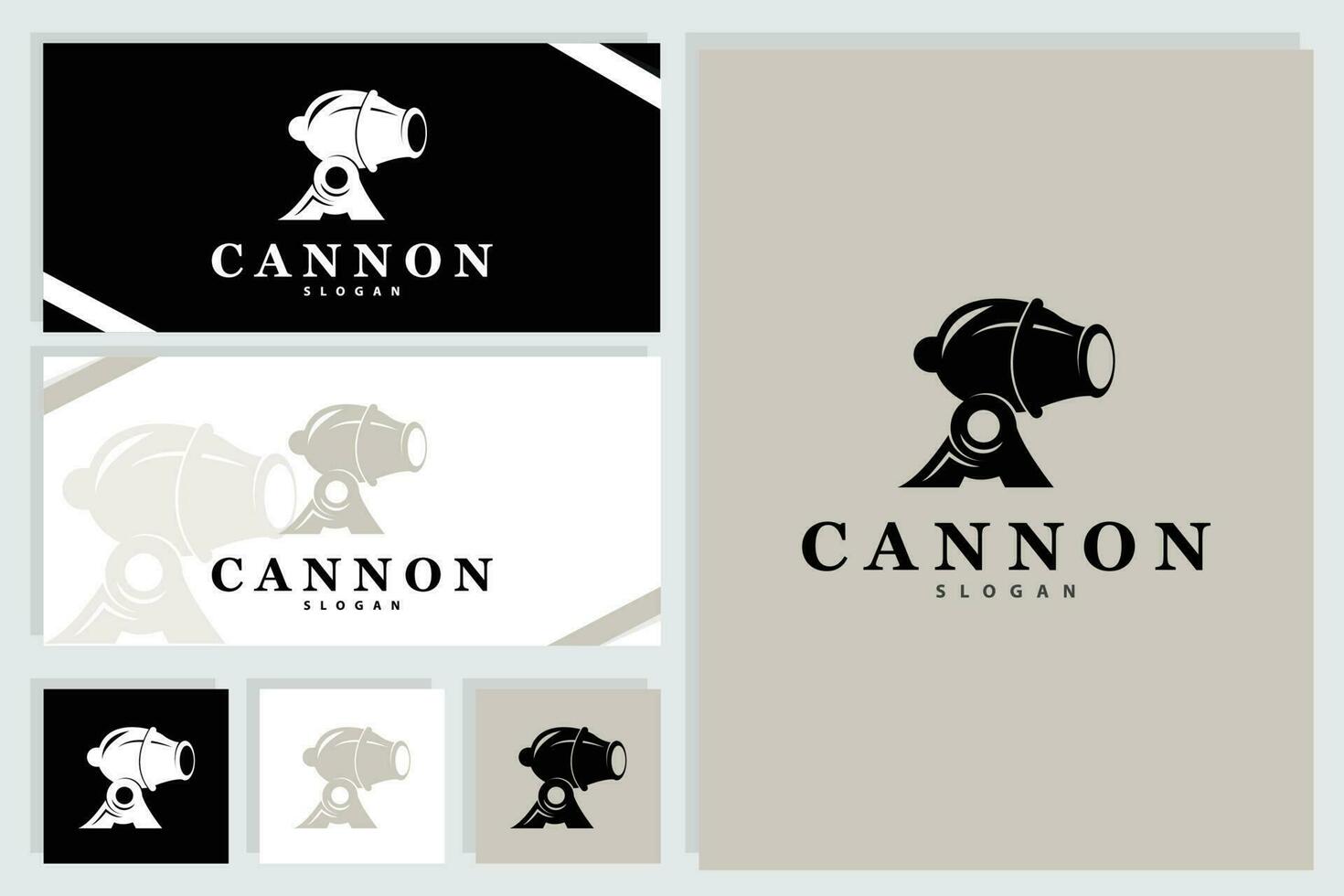 Cannon Logo, Elegant Simple Design Retro Vintage Style, War Artillery Vector, Illustration Symbol Icon vector