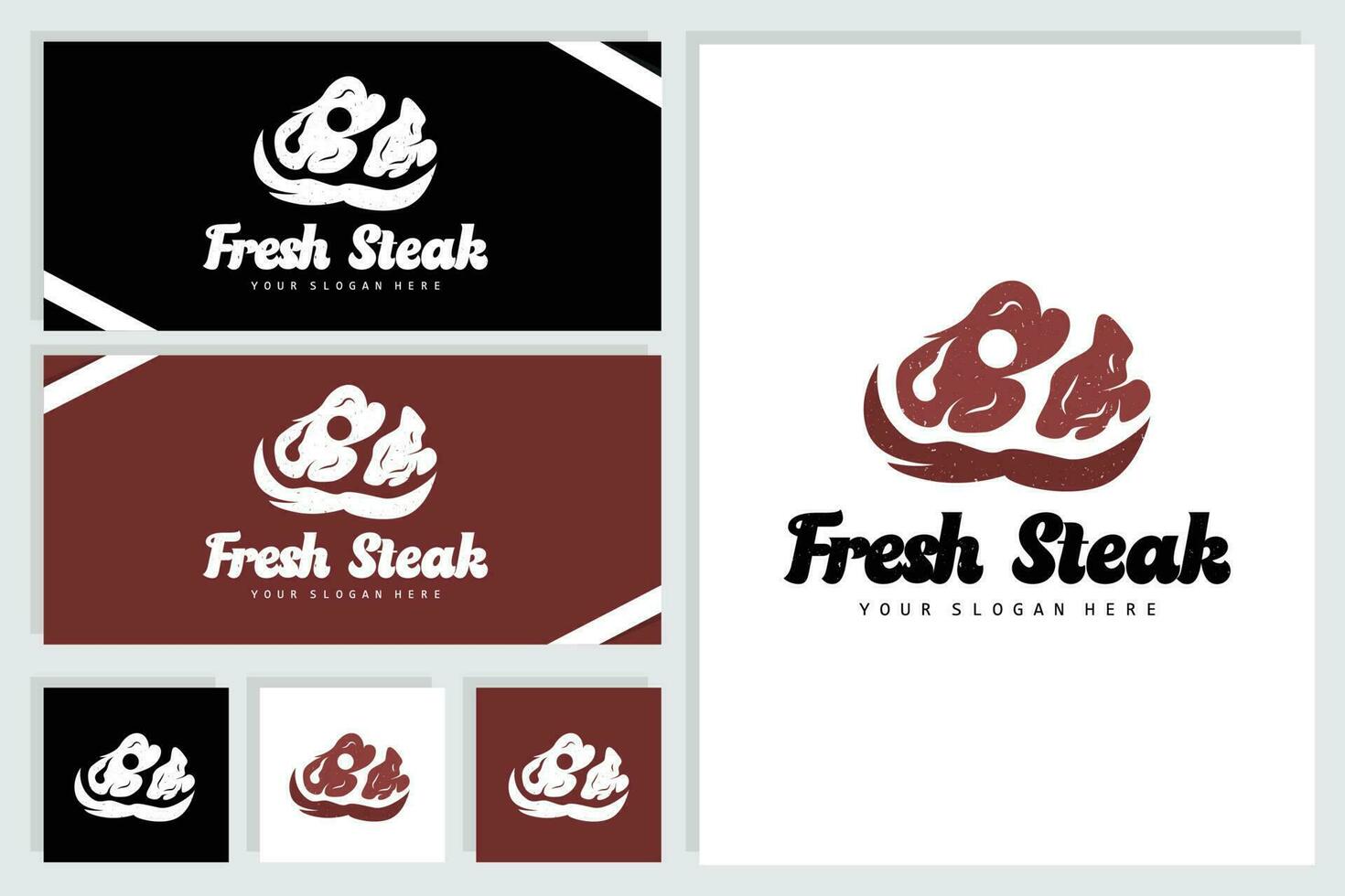 Steak Logo, Vintage Retro Rustic BBQ Grill Theme Design Style, Barbeque Fresh Meat Vector, Icon Symbol Illustration vector