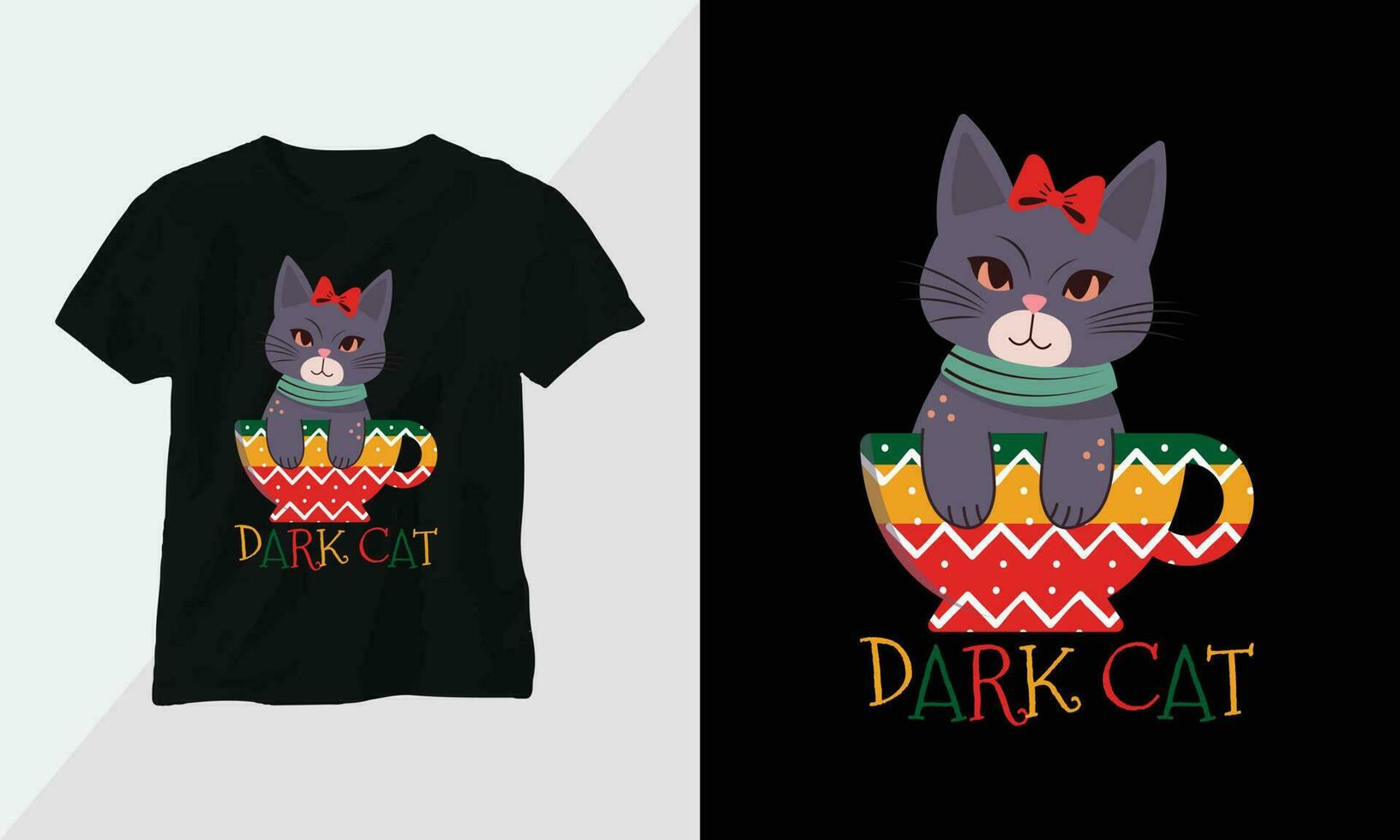 oscuro gato - gato camiseta y vestir diseño. vector imprimir, tipografía, póster, emblema, festival